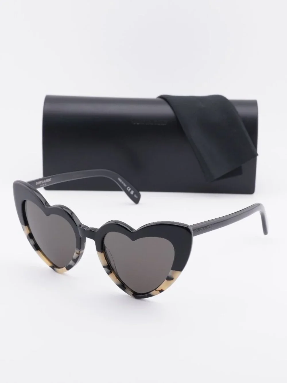 Saint Laurent SL181 LOU LOU 012 Geometric Sunglasses - Black/Grey Havana / Grey